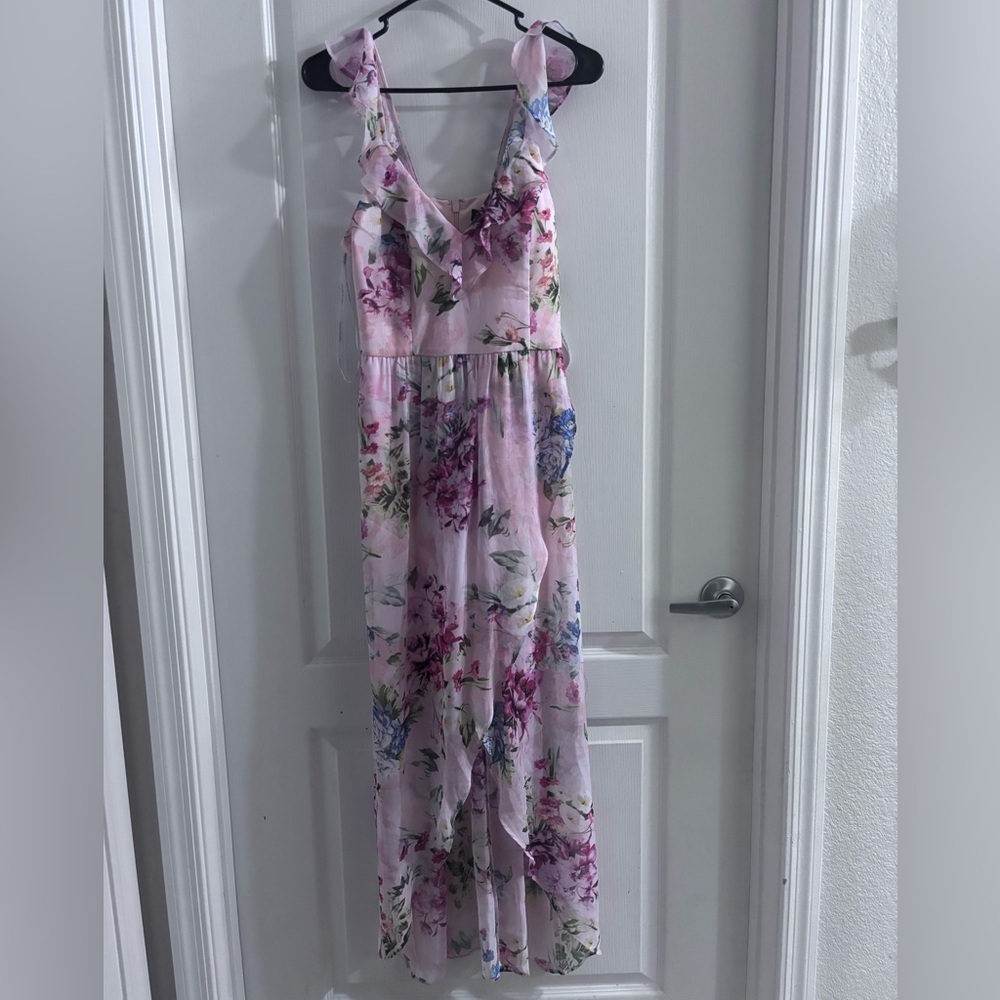 Guess Floral Print Dress with Ruffle Accents